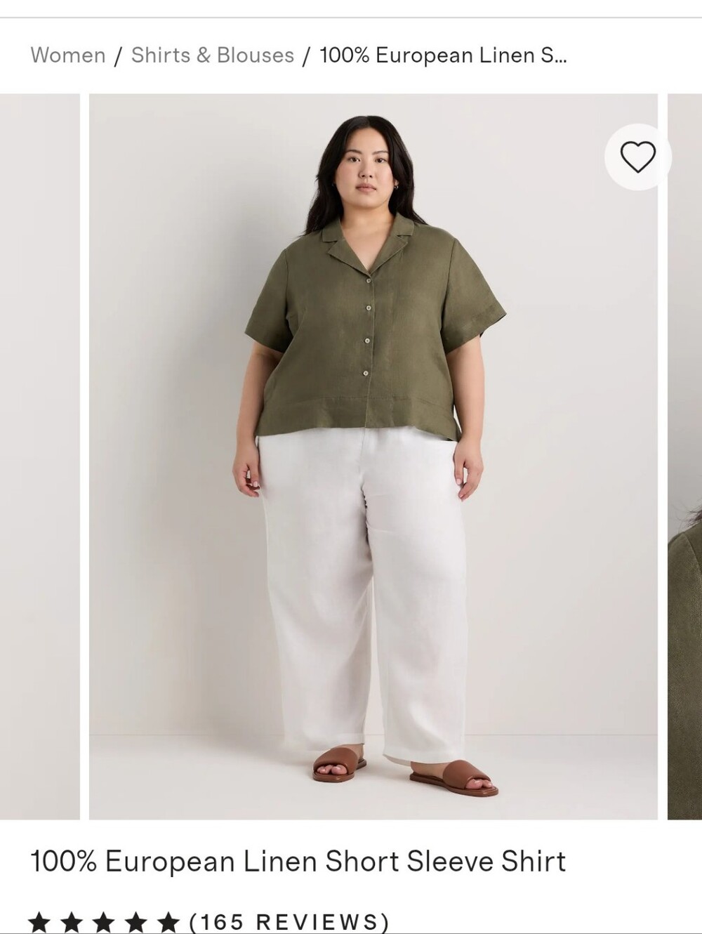 Quince Olive Short-Sleeve European Linen Button-Down Shirt NWT 3X